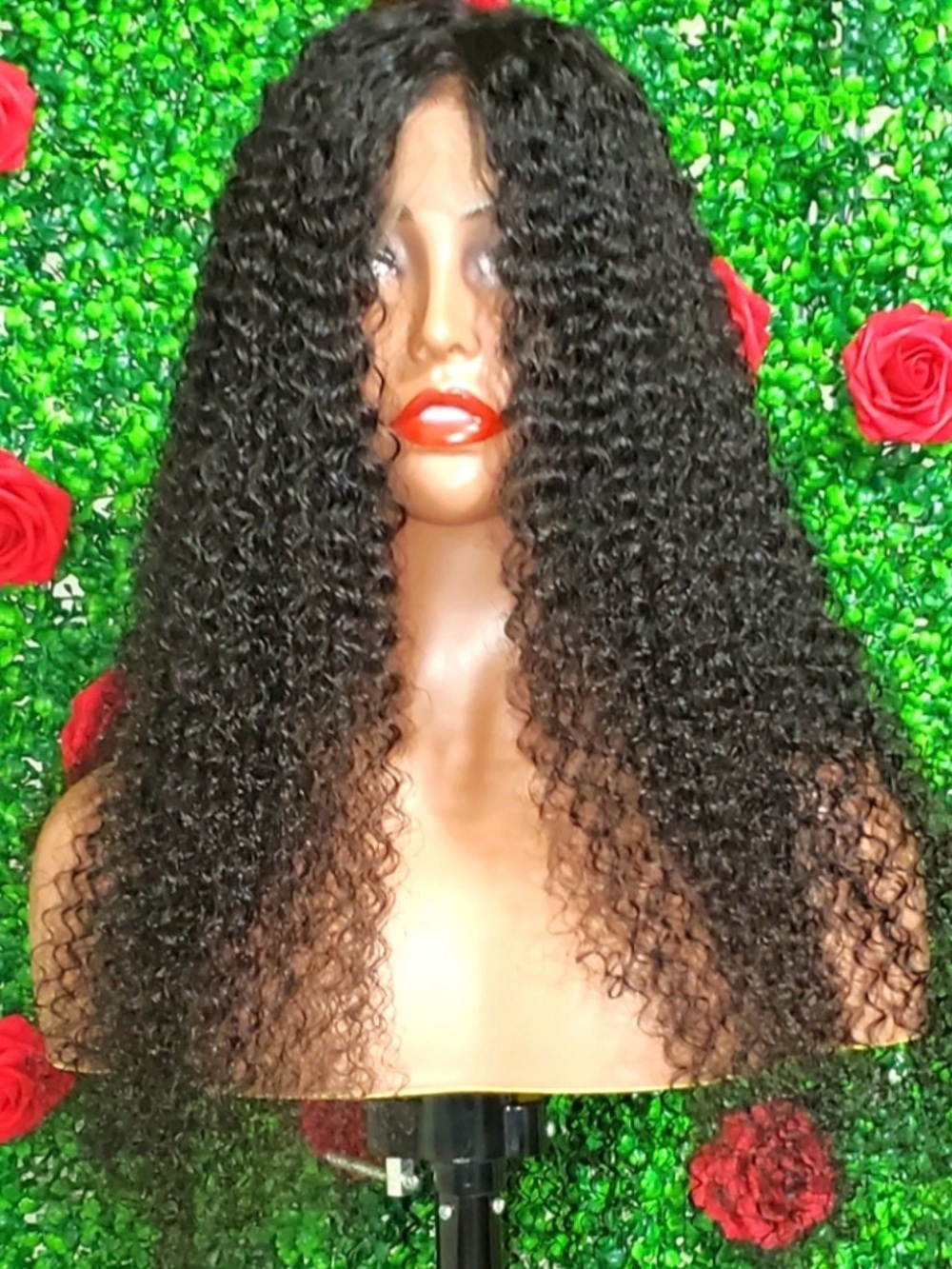 Raw Burmese Curly Full Lace Front Wig - Black - Unbranded